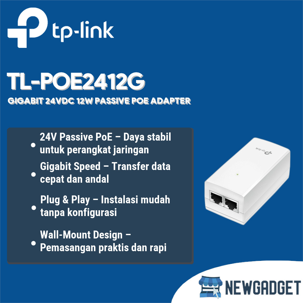 TP-LINK TL-POE2412G GIGABIT 24VDC 12W PASSIVE POE ADAPTER