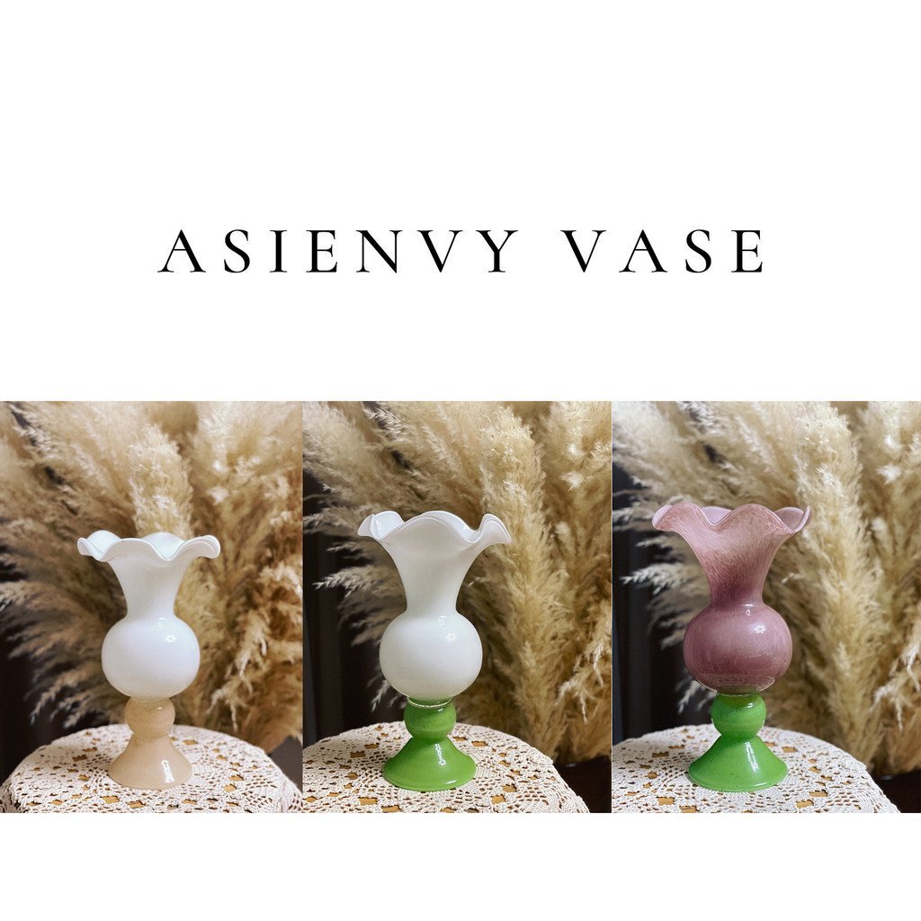 เคลือบยุคกลางสูงเท้าสไตล์ฝรั่งเศสโคมไฟ Sikou กลีบ Envy แก้วตกแต่งบ้านการจัดดอกไม้แจกัน Handmade Clou