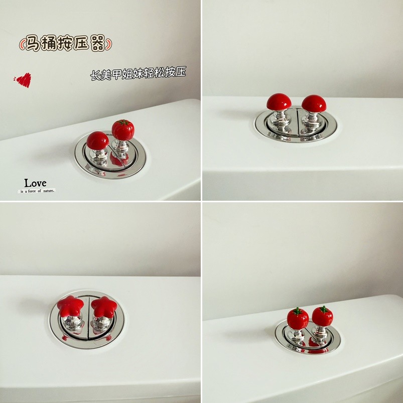 ปุ่มกดรูปดาวมะเขือเทศห้องน้ําสําหรับกําจัดฝาถังน้ํา