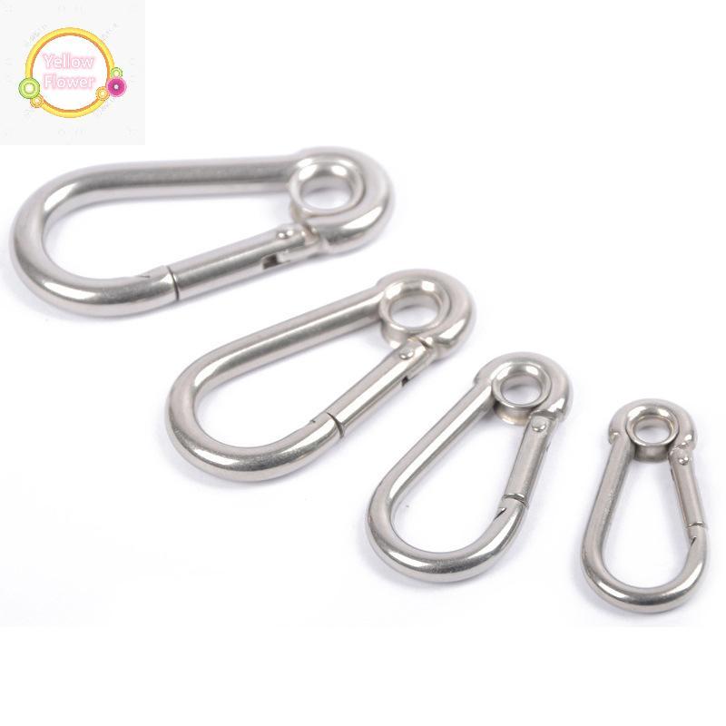 YellowFlower M4 M5 M6 M7 M8 สแตนเลส Carabiner Carbine Snap Hook พร้อมตาไก่สปริงหัวเข็มขัดพวงกุญแจ TH