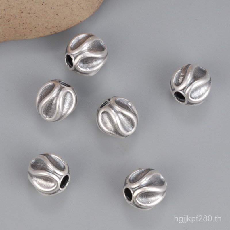 ลูกปัดเงินแท้อุปกรณ์ DIY 999 สร้อยข้อมืออุปกรณ์เงินสร้อยคอทําด้วยมือวัสดุ Retro พร้อมลูกปัด Spacer ล