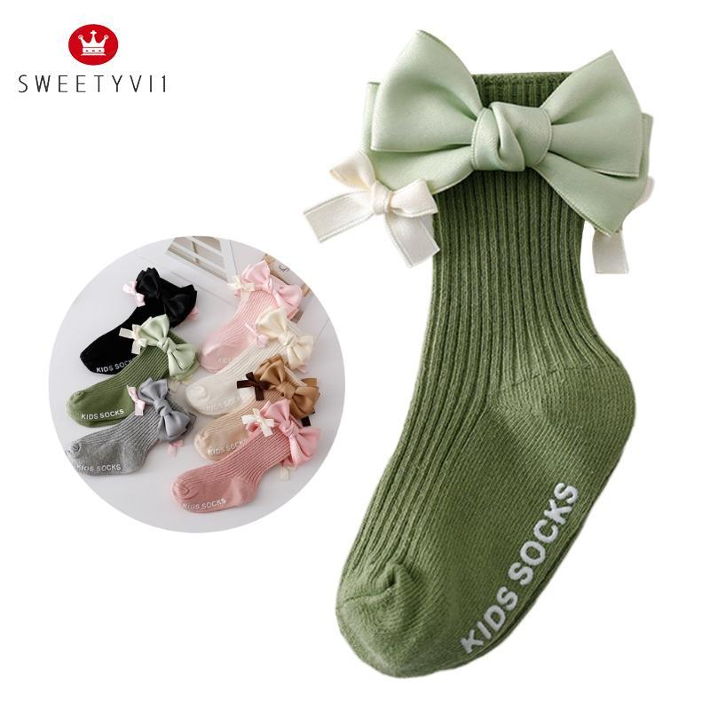 Infant Girl KneeHigh Socks Kids Ribbon Bowknot Socks Fashion Breathable Socks
