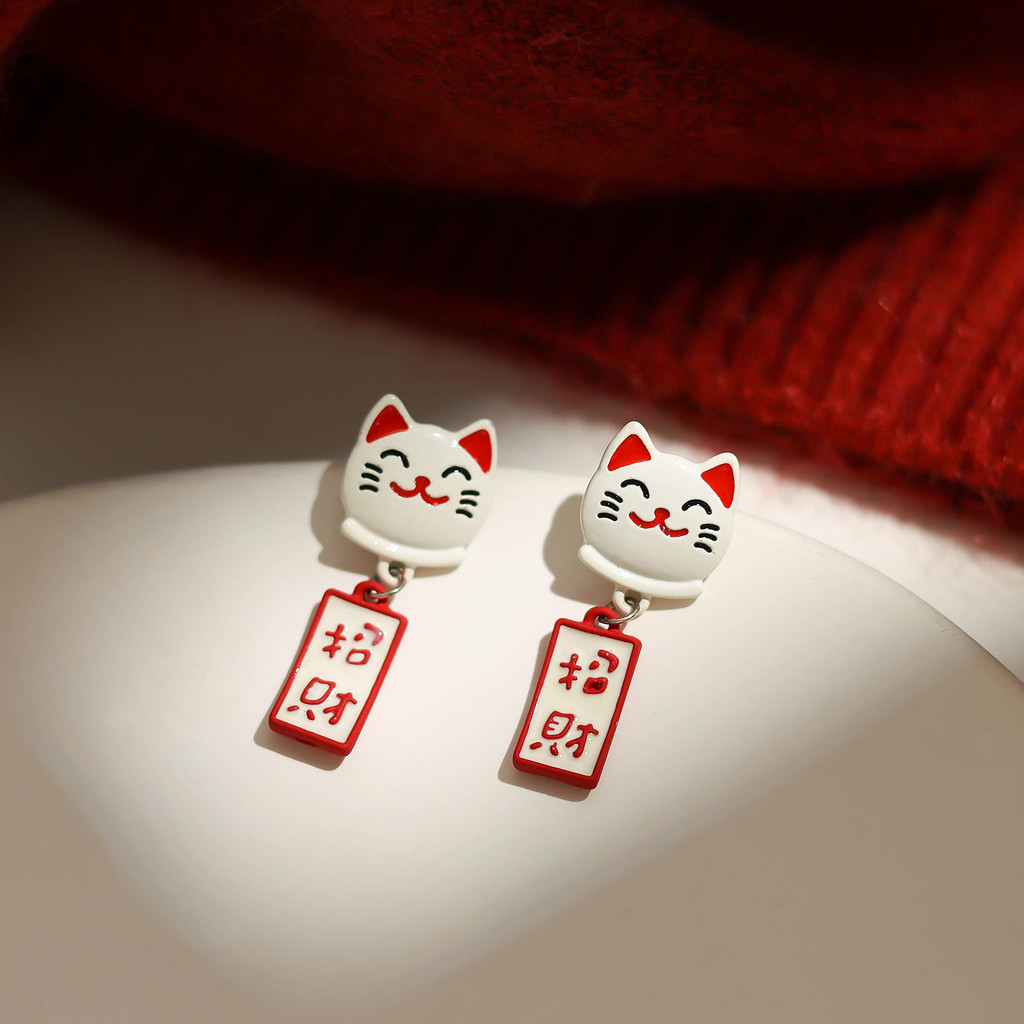 ต่างหูงานรื่นเริงสีแดงต่างหูสไตล์สิงโตของผู้หญิงสไตล์ใหม่ - รูปที่ 6