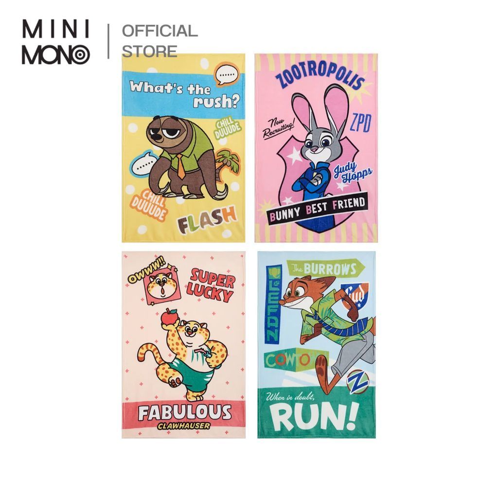 Mini mono ผ้าห่ม ลาย Zootopia ขนาด 150×100 ซม. เนื้อนุ่มสัมผัสสบาย ลดการสะสมของไรฝุ่น เหมาะสำหรับใช้ได้ทุกเพศทุกวัย – โปรปัง