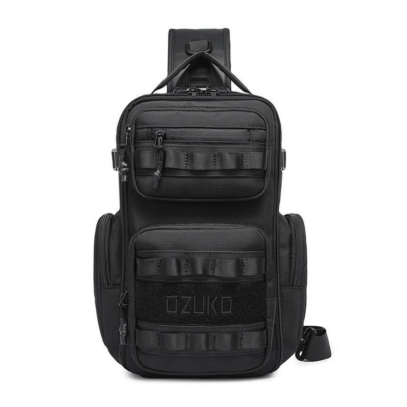 OZUKO Street Wear Tactical Chest Bag Mens High-End Waterproof Messenger Shoulder Bag Multifunctional