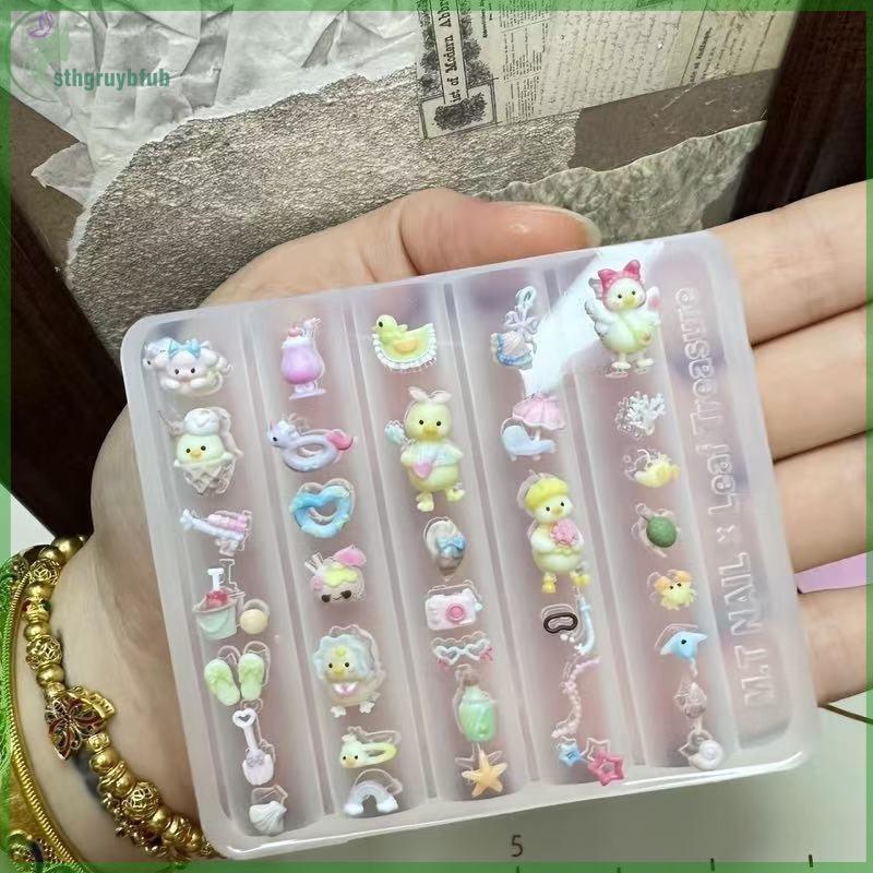 Sthb การ์ตูนเป็ด 3D ซิลิโคนเล็บแม่พิมพ์ DIY Bow Design โปร่งใสเล็บแม่แบบออกแบบเล็บเครื่องมือตกแต่งเล