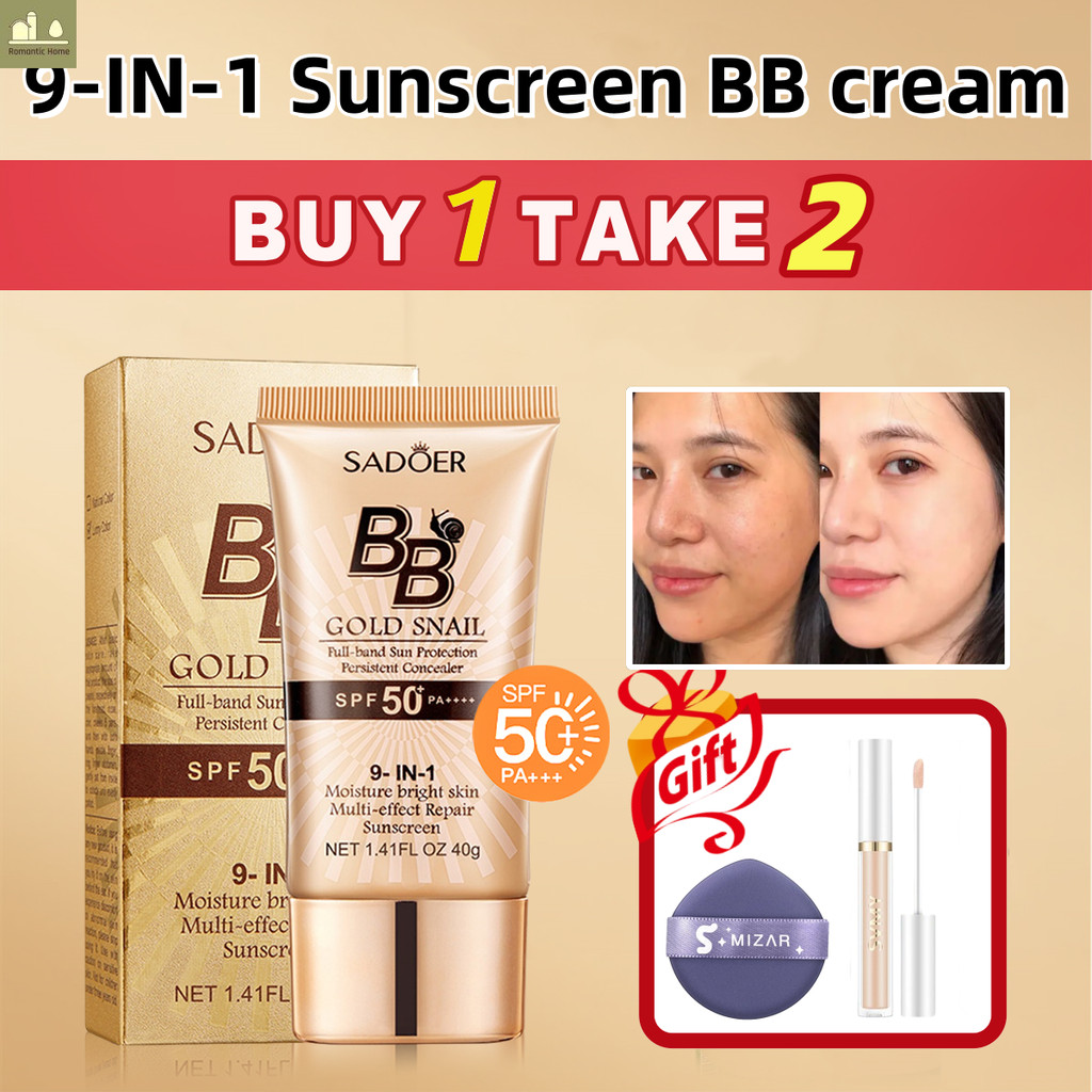 【ซื้อ 1 แถม 2】ร้านไทย รองพื้นSADOER บีบีครีม ครีมกันแดดหน้า SPF50+PA+++ คอนซีลเลอร์ แบบน้ำ ปกปิดดี