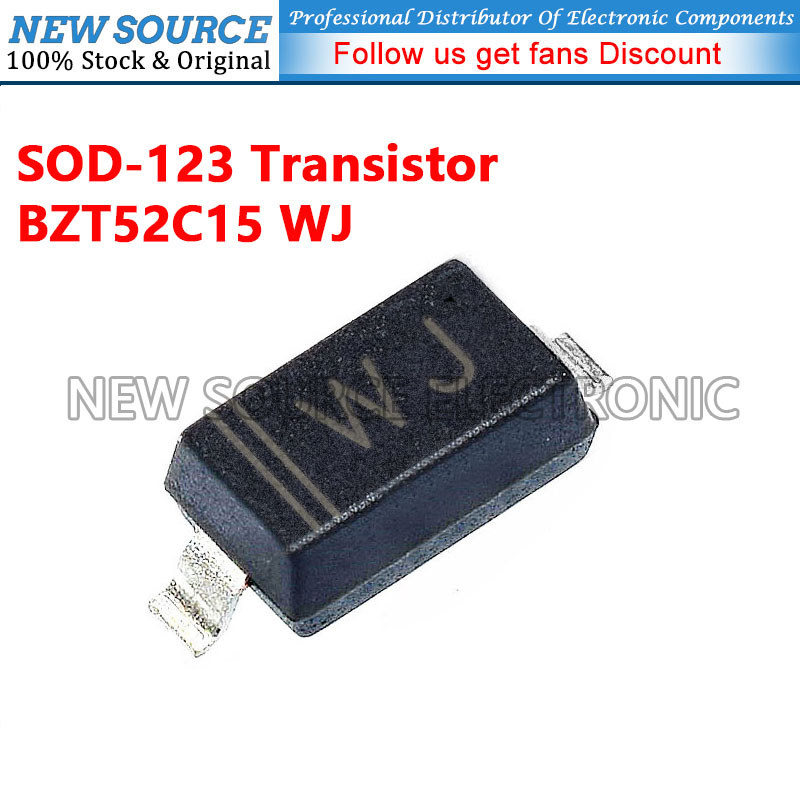 [100-500 ชิ้น] BZT52C15 WJ SOD-123 ทรานซิสเตอร์ SMD แรงดันไฟฟ้าเสถียรไดโอดแหล่งใหม่