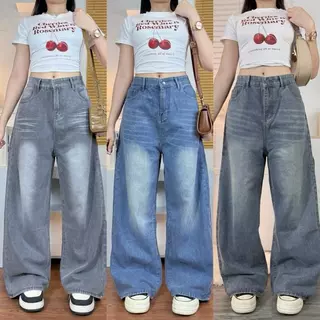 K JEANS กางเกงยีนส์สาวอวบกระบอกลิซ่า&บาร์เรล สนิมเข้ม สนิมอ่อนแต่งเฟส สีดำฟอก สีอ่อนแต่งเฟส 2XL-6XL ผ้าไม่ยืด