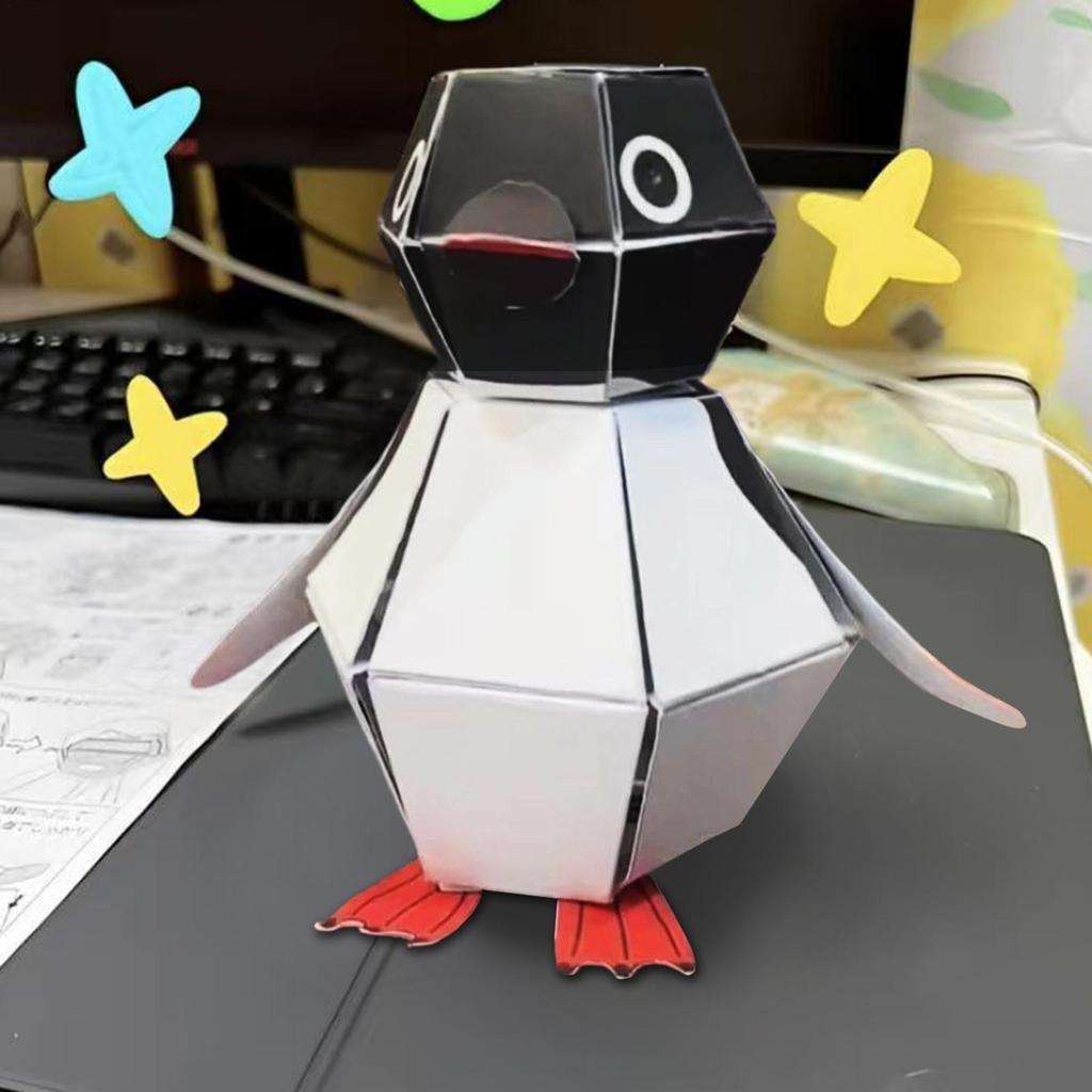 Bouncing Penguin Origami Handmade รุ่นกระดาษ Penguin รูปปั้นกด Bouncing สัตว์ตกแต่ง tayenith
