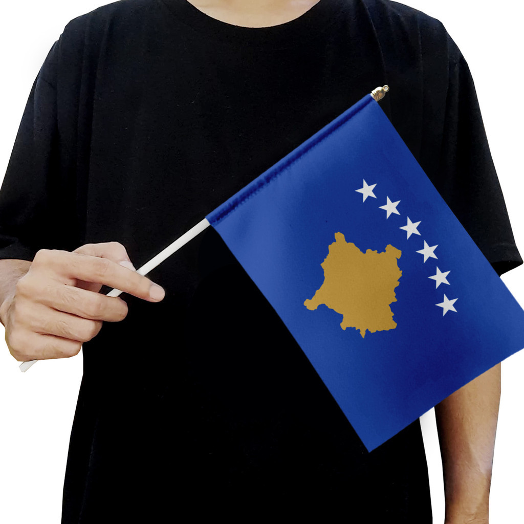 ธงมือขนาดเล็ก Kosovo Country 14x20 ซม. - อุปกรณ์เสริม Parade & Festival - คุณภาพการพิมพ์ MC