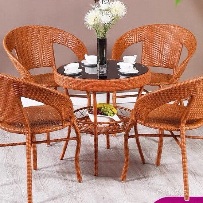 โต๊ะกาแฟสํานักงานโซฟาในร่มสันทนาการเก้าอี้หวายพาร์ทเมนท์ขนาดเล็กหวายสามชิ้นชุดระเบียงโต๊ะเก้าอี้ให้เ