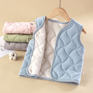 เสื้อกั๊กดีบุกเด็กแบบสามชั้น ทำจากขนแกะ อุ่นสบายสำหรับหน้าหน…