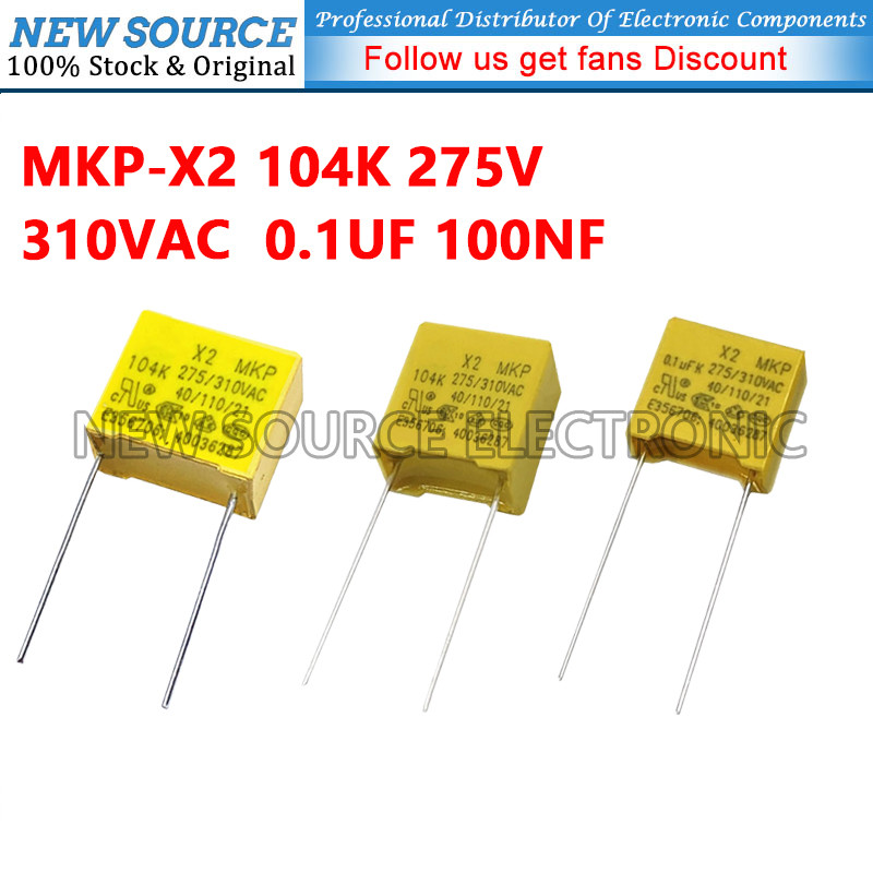 [10-50 ชิ้น] MKP-X2 104K 310VAC 275V 0.1UF 100NF P7.5mm P10mm P15mm Pin Safety Capacitor