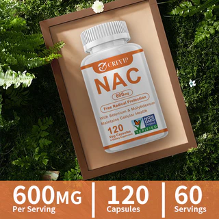 Grevip NAC, ผลิตภัณฑ์เสริมอาหารแคปซูลมังสวิรัติ 600 มก. พร้อมซีลีเนียมเสริมและโมลิบดีนัม - 30/60/120 แคปซูลผลิตในสหรัฐอเมริกา
