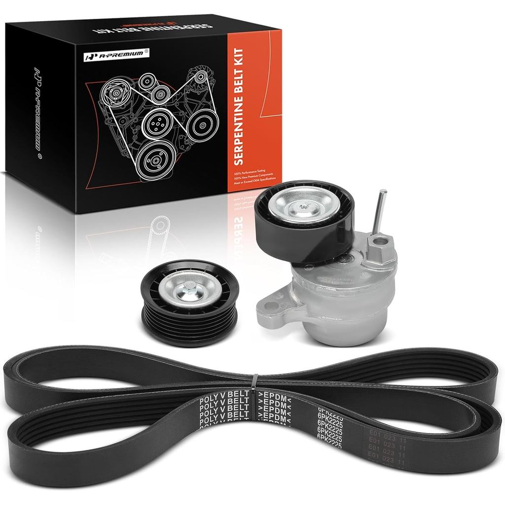 A-Premium Engine Serpentine Belt Drive Kit พร้อม Tensioner & Idler Pulley ใช้งานร่วมกับ Mercedes-Ben
