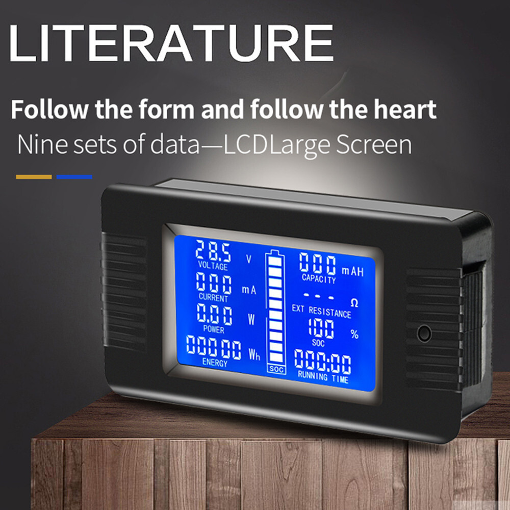 PZEM015 เครื่องทดสอบทดสอบแบตเตอรี่ DC แรงดันไฟฟ้าความจุ Power Meter Selfprovided Shunt