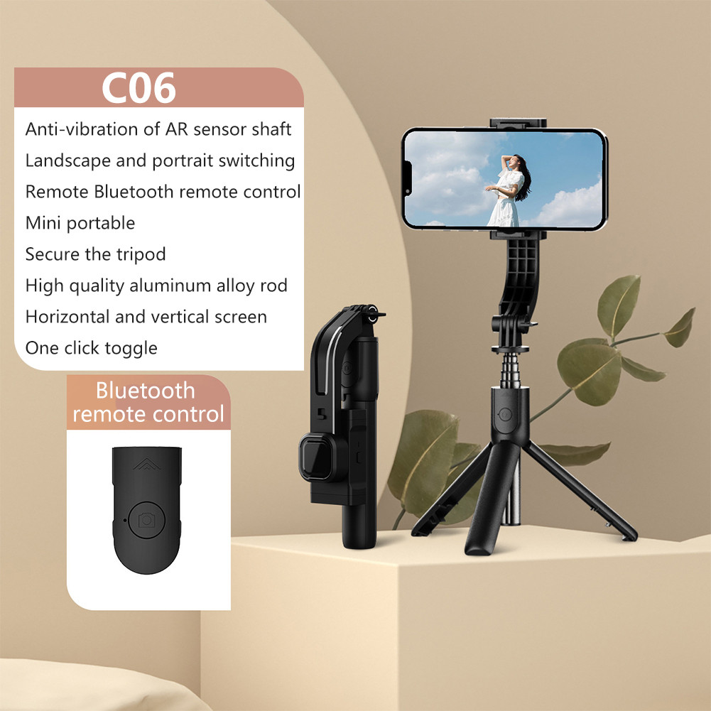 Gimbal C06 ขาตั้งกล้องไม้เซลฟี่สำหรับสมาร์ทโฟน รีโมทบลูทูธ ยืดสูงสุด 80 ซม. พกพาง่าย
