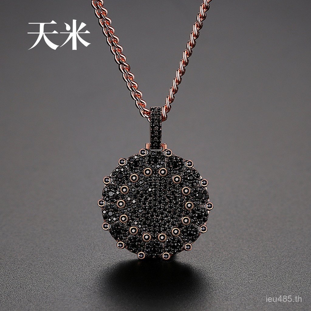 Tianmi ทองแดงขายร้อน Micro-Inlaid Zircon อินเทรนด์รอบเครื่องประดับ Hip-Hop จี้Zirconสร้อยคอผู้ชายทอง