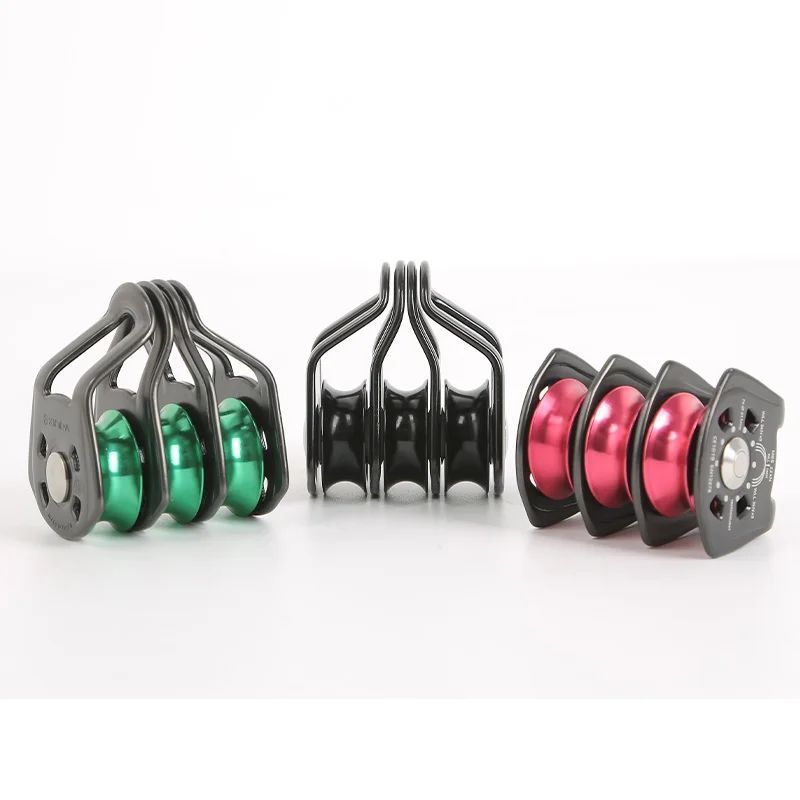 Xinda Outdoor Three Pulley Cableway Crosses Rock Climbing Rescue เพื่อขยายลูกรอกแบริ่งบล็อกรอก