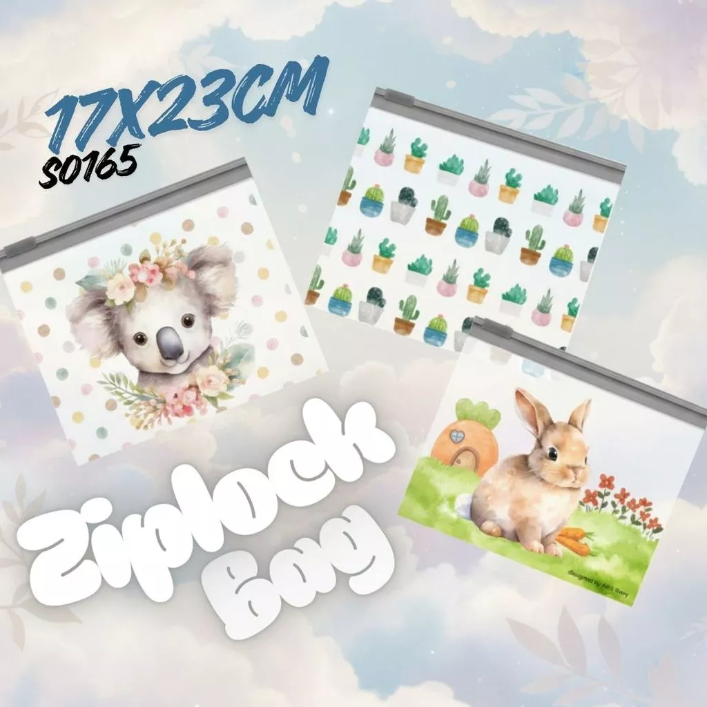 S0165 กระเป๋าซิปลอค A5 ซิปขาว ขนาด 17ซม.*23ซม. ใส่ดินสอ ปากกา เครื่องเขียน กันน้ำ กล่องดินสอ