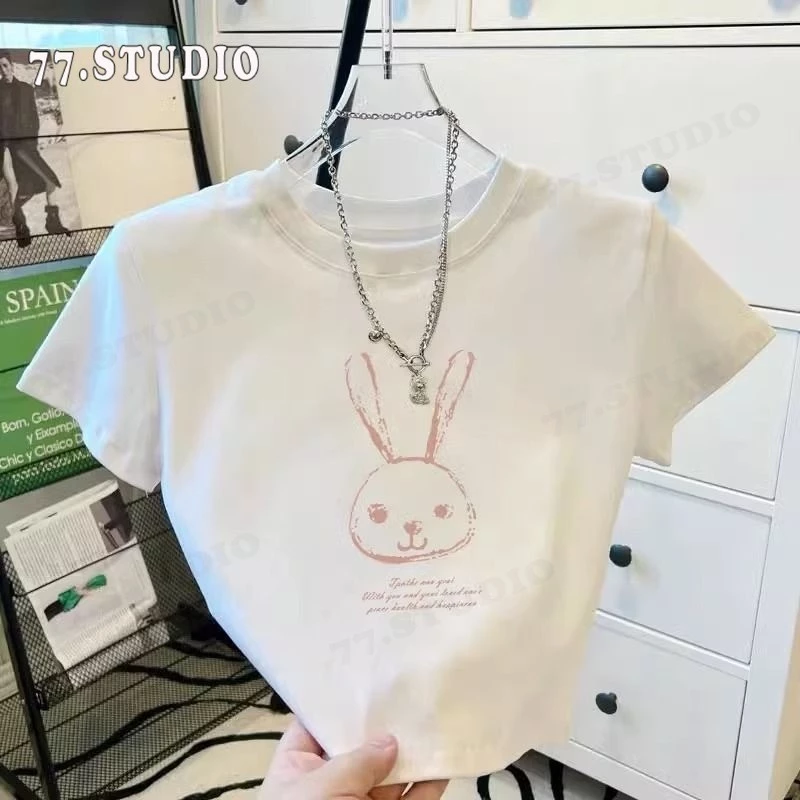 （พร้อมส่งจากกทม มาถึงใน 2วัน）เสื้อครอปแขนสั้น ผ้าคัตคอน นิ่มใส่สบาย #แขนสั้น baby tee T-shirt เสื้อยืดผู้หญิง