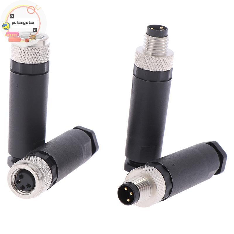 Pufangstar 1 PC M8 Sensor Connector 3/4 Pin ปลั๊กมุมตรงชาย/หญิง TH