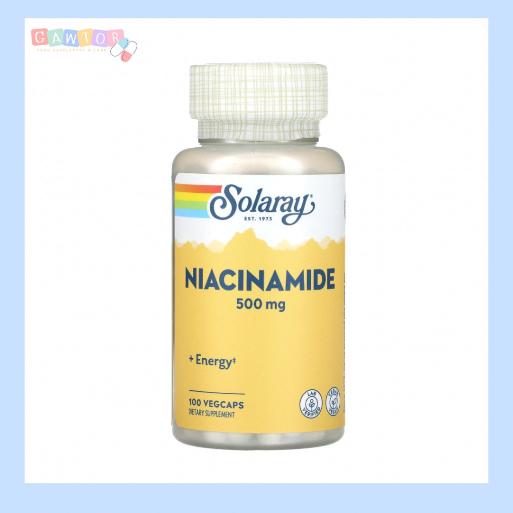 Niacinamide, Vitamin B-3 ( ไนอะซินาไมด์ หรือวิตามินบี 3 ) ชนิดเม็ด Solaray