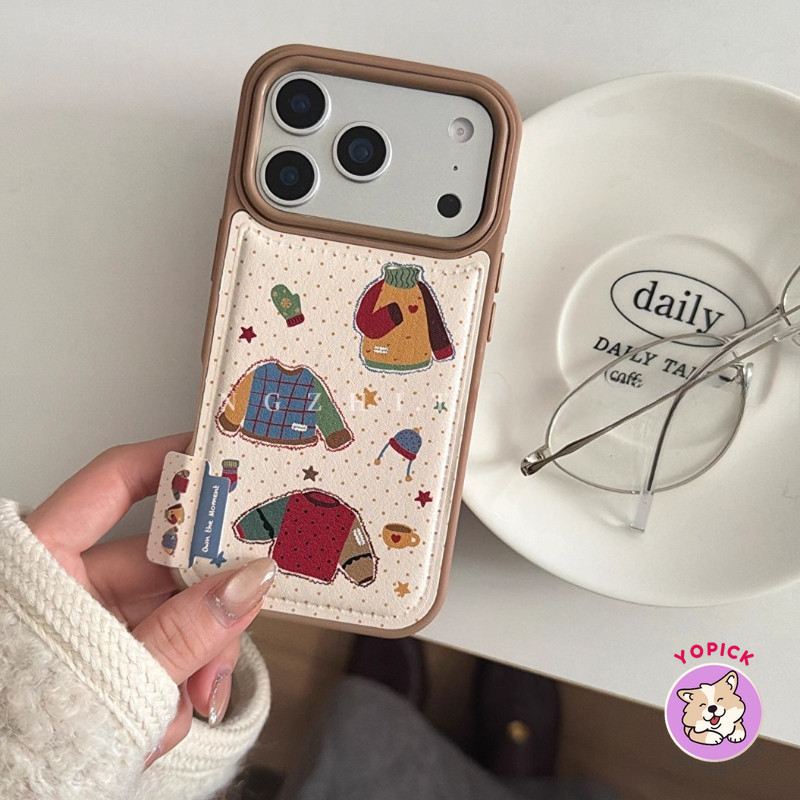 เสื้อกันหนาวน่ารักเคสโทรศัพท์สําหรับ iPhone 17promax 16promax 16plus 16pro 15promax 15plus 14plus 13 14 พร้อมหนังหุ้มปลายลึงค์ลาย 14 ป้องกันการตกนักเรียนหญิงตัด GBD