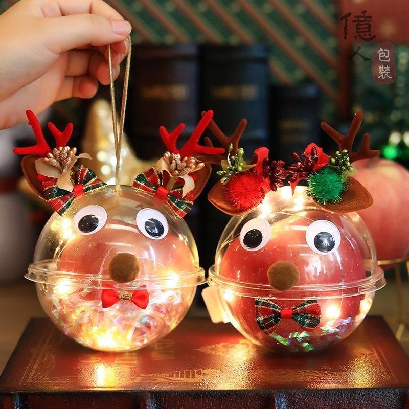 Yiren Christmas Apple Packaging Box Creative Elk Transparent Apple Ball Christmas Eve Christmas Frui
