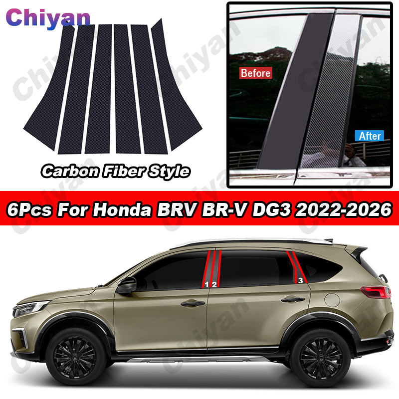 6 ชิ้นเคลือบเงาสีดํารถประตูกลาง BC เสาโพสต์ Trim สําหรับ Honda BRV BR-V DG3 2022-2026 คาร์บอนไฟเบอร์สไตล์กระจกผลหน้าต่างคอลัมน์ศูนย์ PC วัสดุสติกเกอร์ - รูปที่ 3