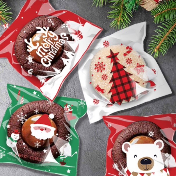 ถุงบิสกิตคริสต์มาส คริสต์มาส Nougat Snowflake Crisp Milk Date Sealing ถุงบรรจุภัณฑ์ Self-Adhesive Co