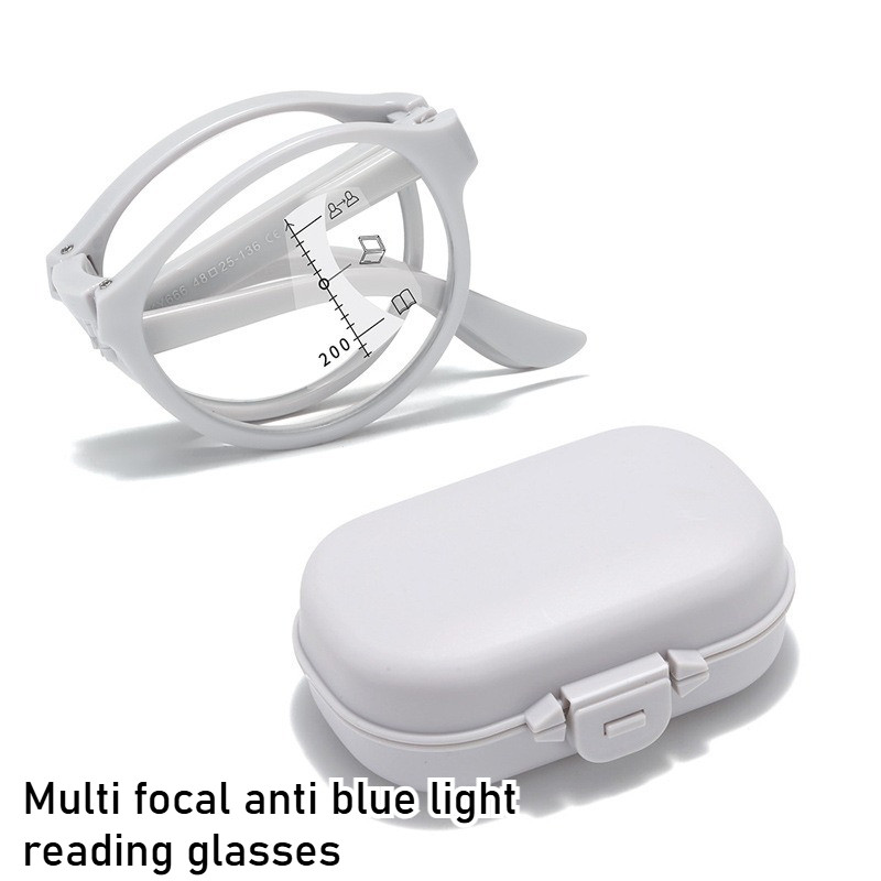 Progressive Multifocal แว่นตาอ่านหนังสือแบบพับได้บานพับสปริงสําหรับอาวุโสแบบพกพาใกล้ Far Vision Anti Blue Light เลนส์
