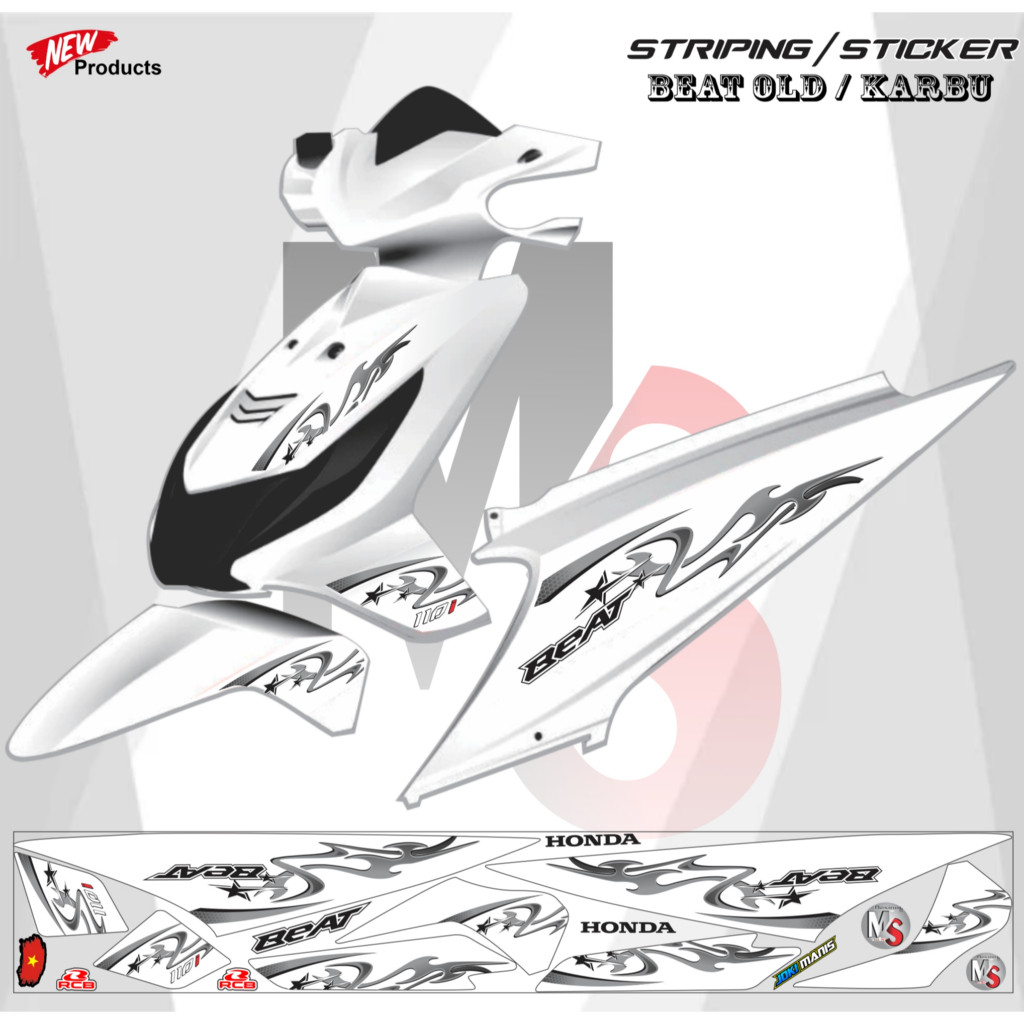 HONDA BEAT OLD VINYL VARIATION STICKER/MOTORCYCLE STRIPING การออกแบบใหม่ล่าสุด MS007 หลากหลาย