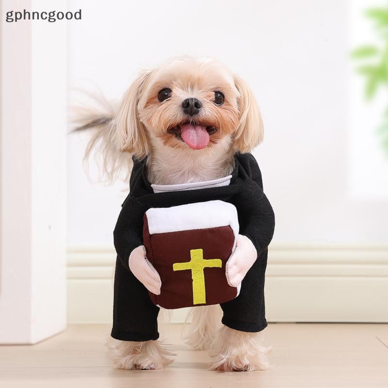 [GPH] ตลกฮาโลวีนแมวเครื่องแต่งกายคอสเพลย์พระเยซูแม่ชีข้ามพระคัมภีร์สัตว์เลี้ยงเสื้อผ้าสัตว์เลี้ยงการ