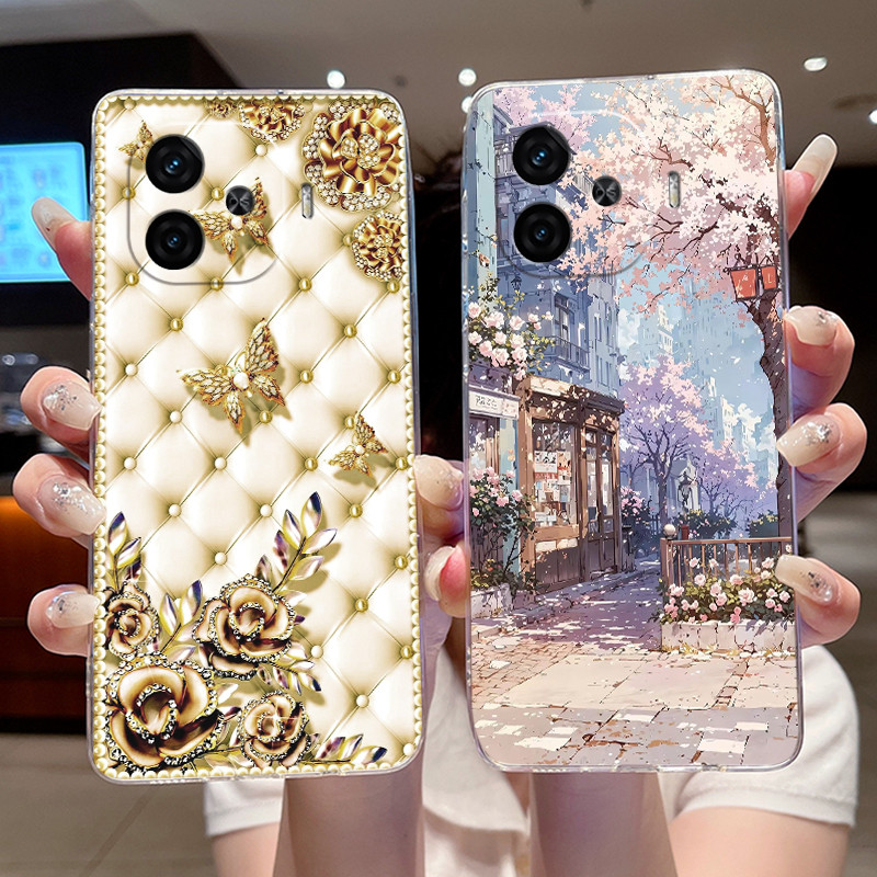 เคสโทรศัพท์สําหรับVivo iQOO Z9 5GซิลิโคนใสTPU SoftcaseกันกระแทกสําหรับVivo iQOO Z9 Turbo/iQOO Z9 Turbo + ออกแบบใหม่รูปแบบความงามปลอก