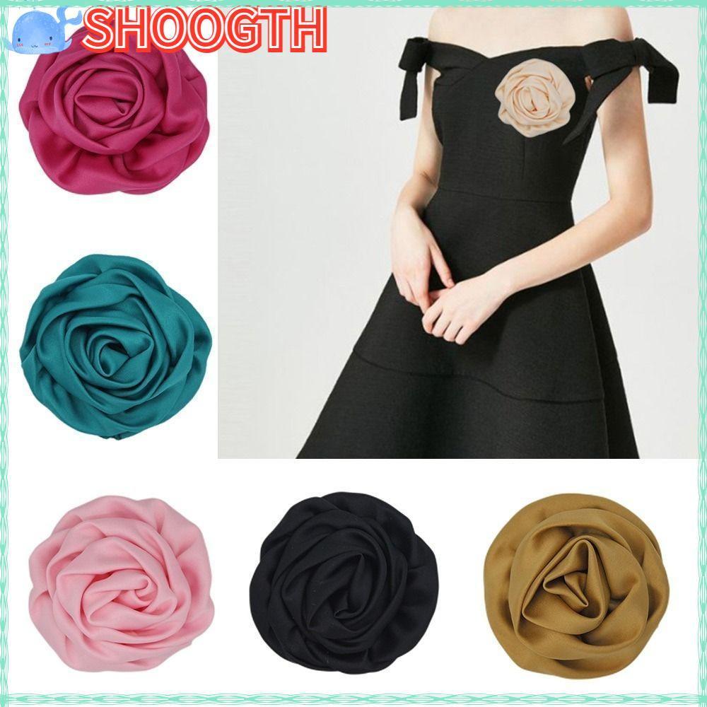 SHOOGTH เข็มกลัดลายดอกไม้ม้วน เข็มกลัดแฮนด์เมดผ้า แฟชั่น 7CM DIY ดอกไม้หน้าอก