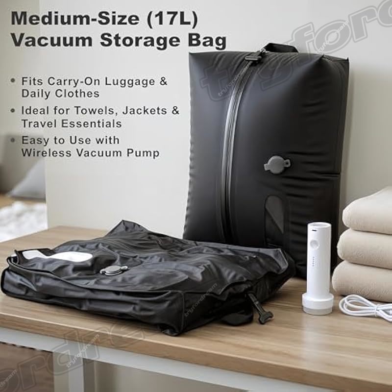 17ล-40ล ถุงบีบอัดสูญญากาศสําหรับเดินทางแบบใช้ซ้ําได้พร้อมปั๊มสูญญากาศ, ถุงเก็บการบีบอัดแบบพกพา, ตัวประหยัดอวกาศสําหรับกระเป๋าเดินทาง, กันฝุ่นกั