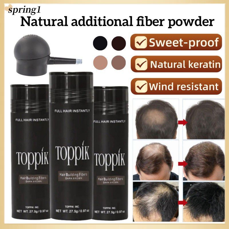 ✨ TOPPIK ผงเคลือบผมหนา 27.5 กรัม ผงไฟเบอร์บำรุงผม ผงไฟเบอร์บำรุงผมชั่วคราว ผงไฟเบอร์ธรรมชาติชนิดพิเศษ (SPRING)