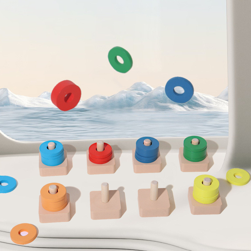 เด็ก Montessori Early Education สีการจําแนกชุดคอลัมน์อาคารบล็อกอนุบาลช่วยสอน Montessori การศึกษา Ear