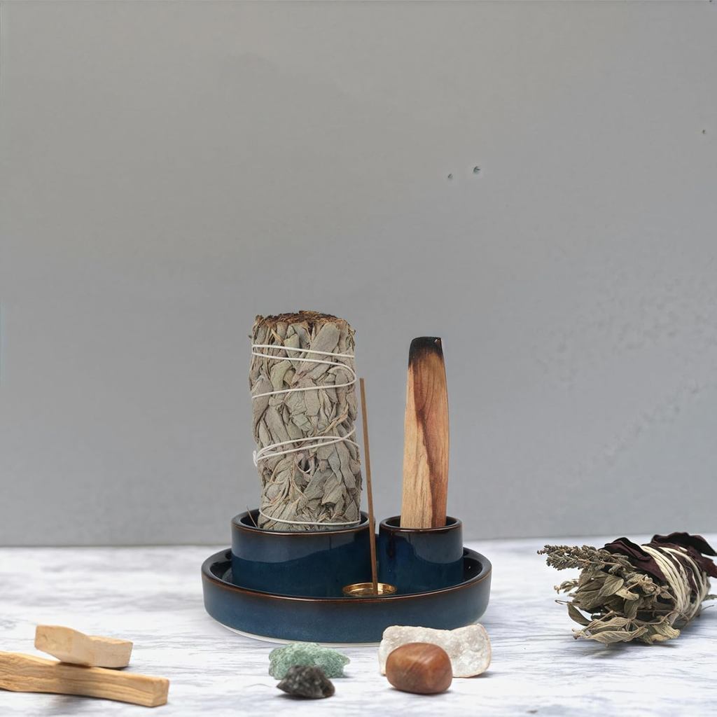 4 in 1 Incense Holder, Palo Santo Stick Holder,Sage Holder for Burning- 4.25" Sage Incense Holder fo