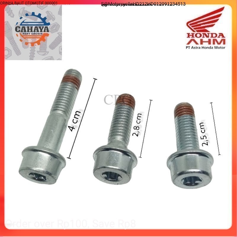 12 L STAR BOLT ด้านหลังเบรคแผ่นดิสก์เบรค HONDA M8X25 M8X28 M8X40 CALIPER LENGTH 2.5 ซม.2.8 ซม.4 ซม.$