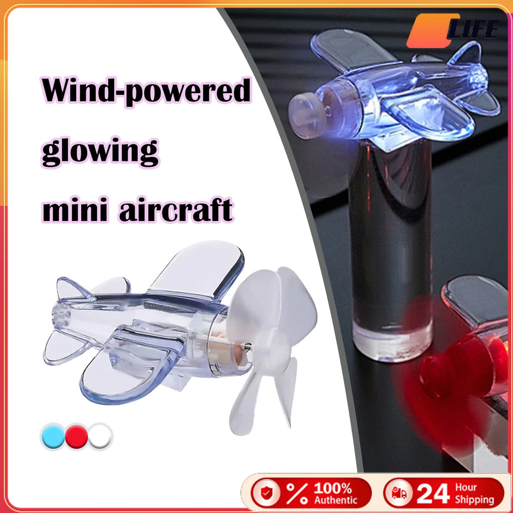 เก็บปลายทาง!โมเดลเครื่องบินลำเล็ก LED ไฟตกแต่ง แบบหมุนด้วยลมธรรมชาติ ของเล่นของขวญเด็ก ติดรถจักรยานยนต์