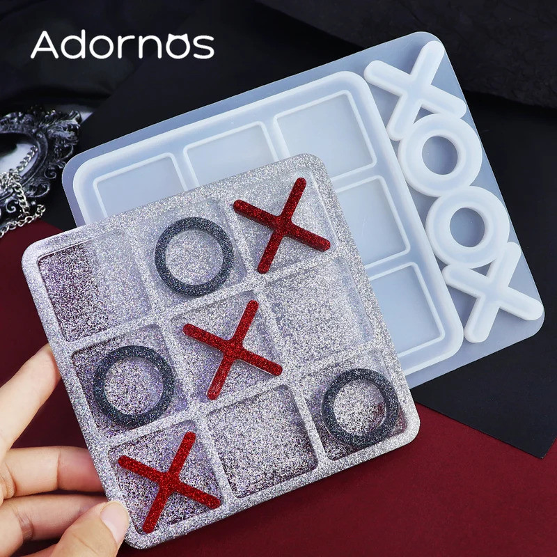1 Set Tic Tac Toe Silicone Molds For Epoxy Resin Filling X O Board Game Resin Molds Casting DIY Part