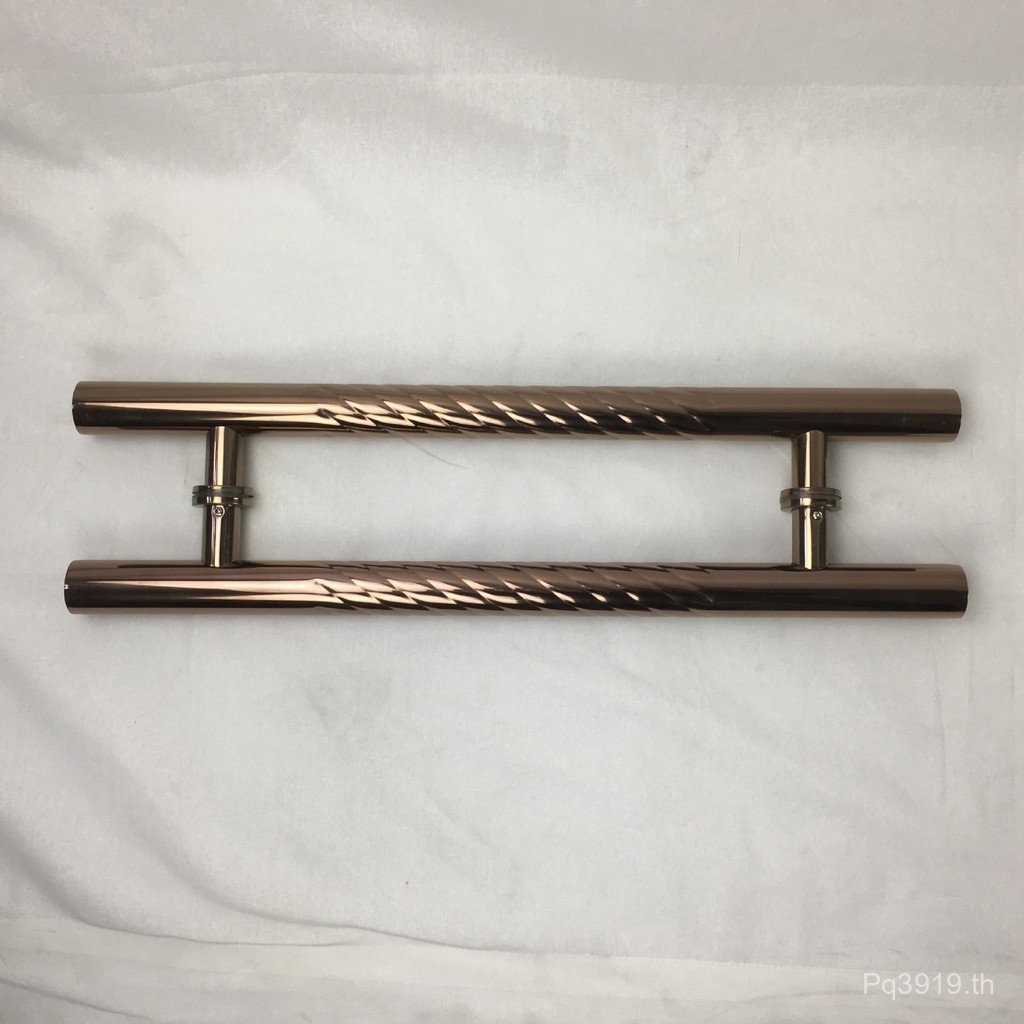Hollow สแตนเลส Rose Gold จับเกลียว Simple Shop ประตูหลอดหนา Titanium-Plated Glass Handle สูญญากาศสํา
