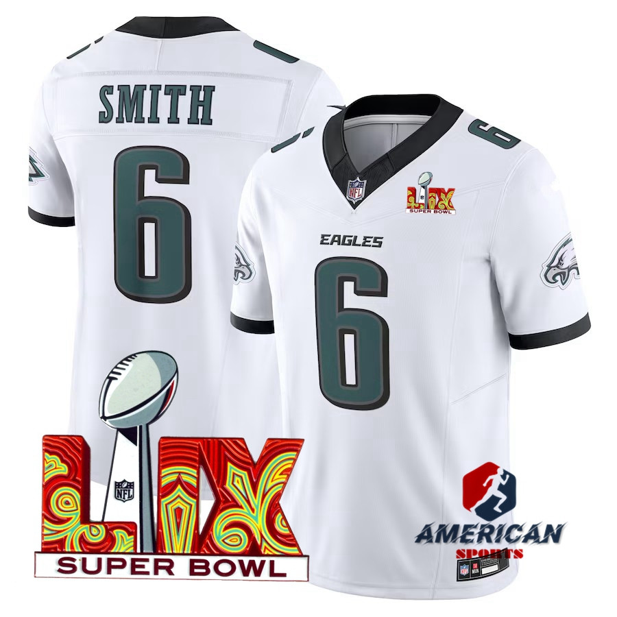 2025 Super Bowl LVX Mens NFL Philadelphia Eagles DeVonta Smith Black Limited Football Jersey