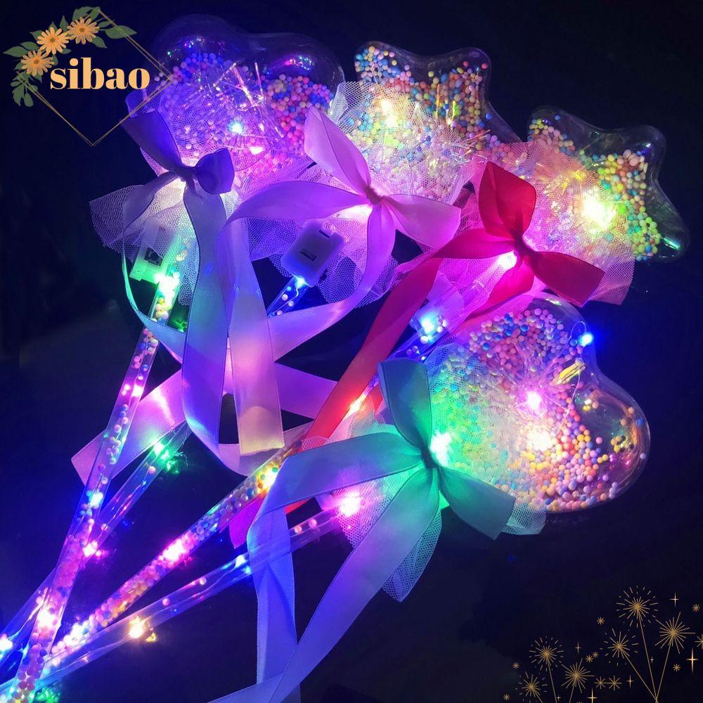 SIBAO Rave ของเล่นพลาสติก Pop Ball Star Ball ความแปลกใหม่ของเล่นเด็ก Fairy กระพริบ Wands ของเล่นส่องสว่าง Star Love Heart Light-up Magic Ball Wand