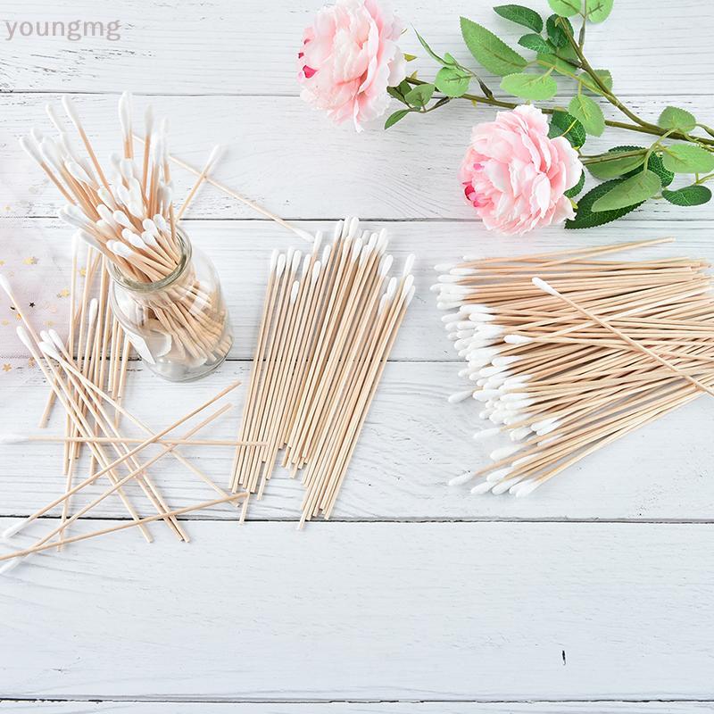 [YG] สําลีก้านทางการแพทย์ 100 ชิ้น ด้ามไม้ยาว 6 ด้ามไม้ผ้าฝ้ายแข็งแรง applicator ไม้กวาด q-tip TH