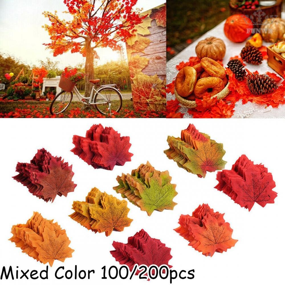Maple Leaves Simulation Props Halloween Multicolour Autumn Craft Fall Home