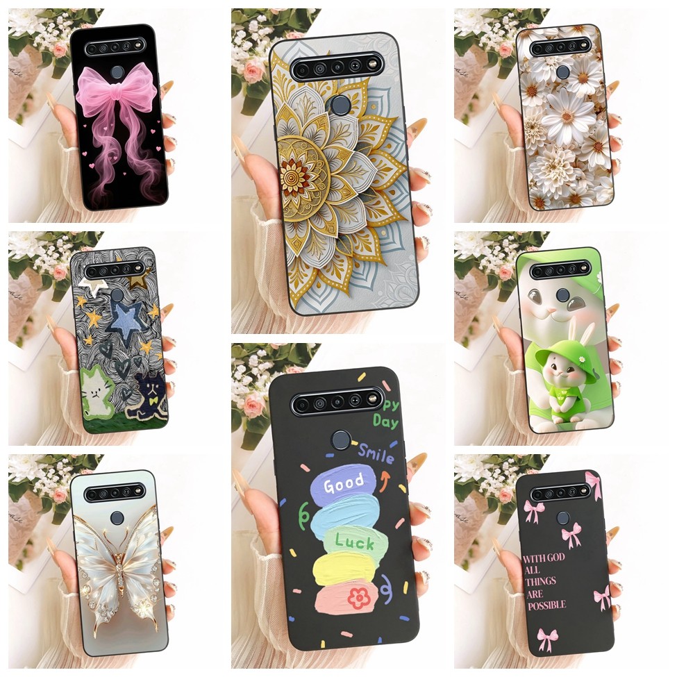 ฝาครอบ LG K61 2020 เคสซิลิโคนแมวน่ารักแฟชั่นผีเสื้อตลกทาสีปลอก LMQ630EA LMQ630UM